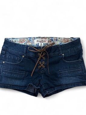 Boom Boom Jeans Dark Blue Lace-Up Denim Shorts